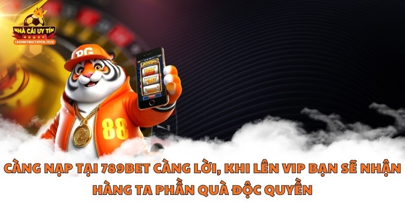 Càng nạp tại 789BET càng lời, khi lên VIP bạn sẽ nhận hàng ta phần quà độc quyền